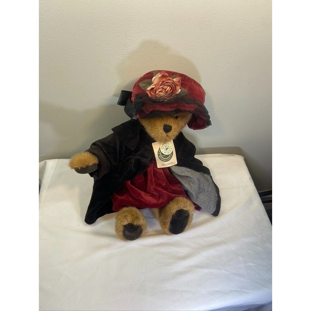 BOYDS BEARS REBECCA BEARMORE BEAR VELVET DRESS COAT HAT STUFFED ANIMAL 16 IN